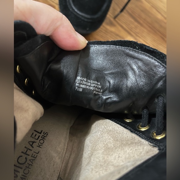 Michael Kors Black Suede Wedge Booties Boots Size 7.5 - Picture 6 of 8